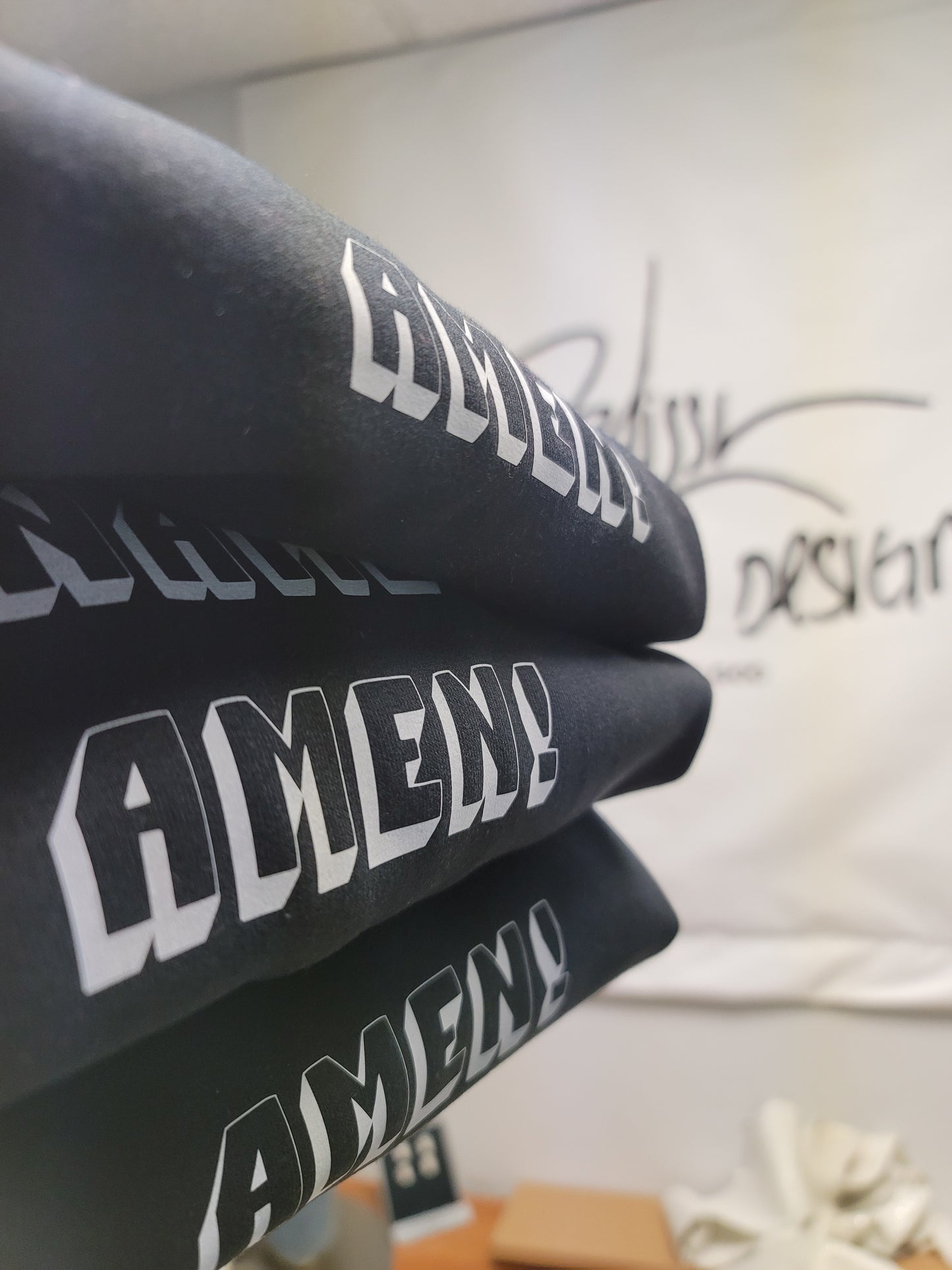 In Jesus name crew neck sweater with block letters
