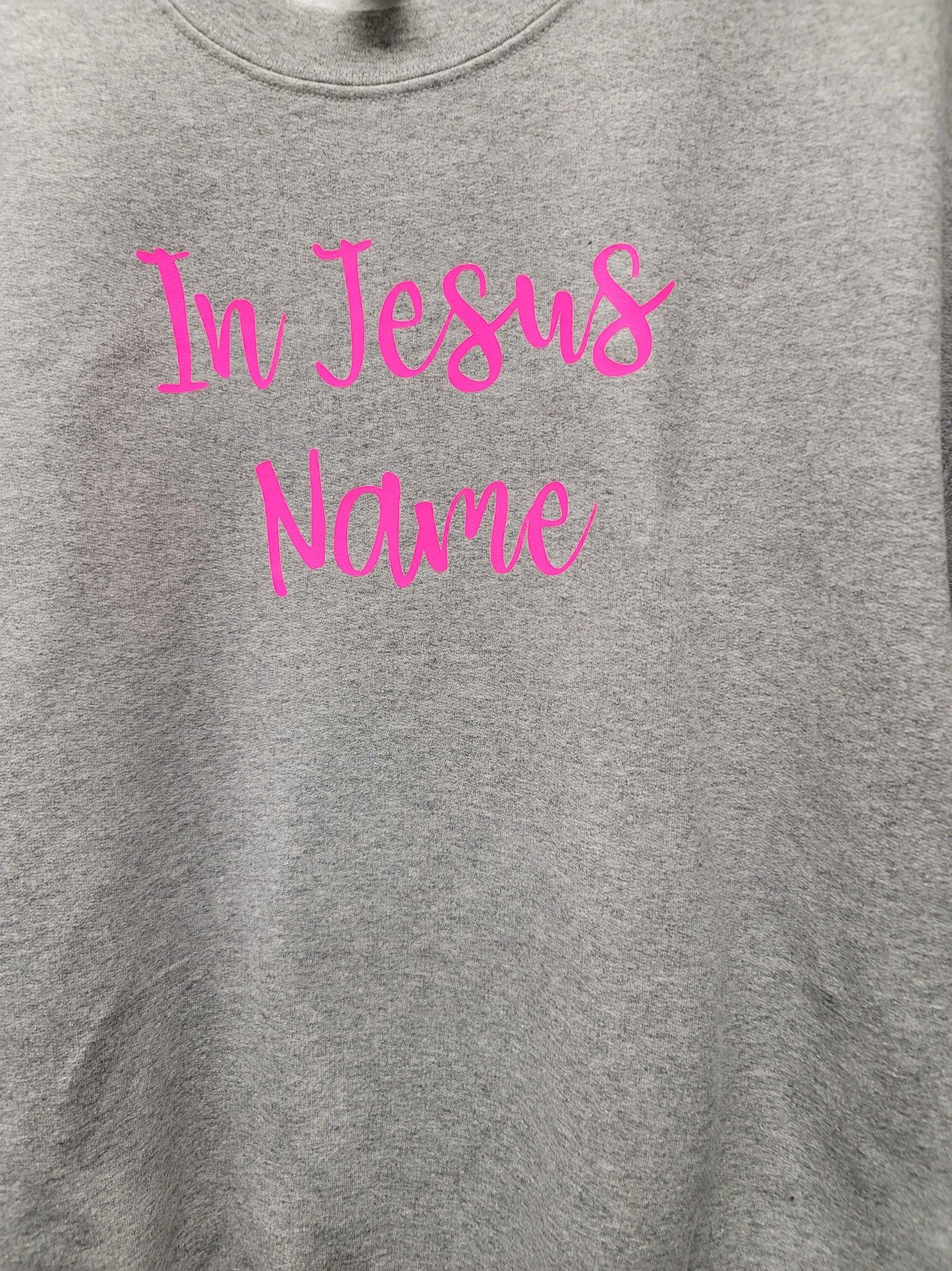 In Jesus name long sleeve crew neck , gray