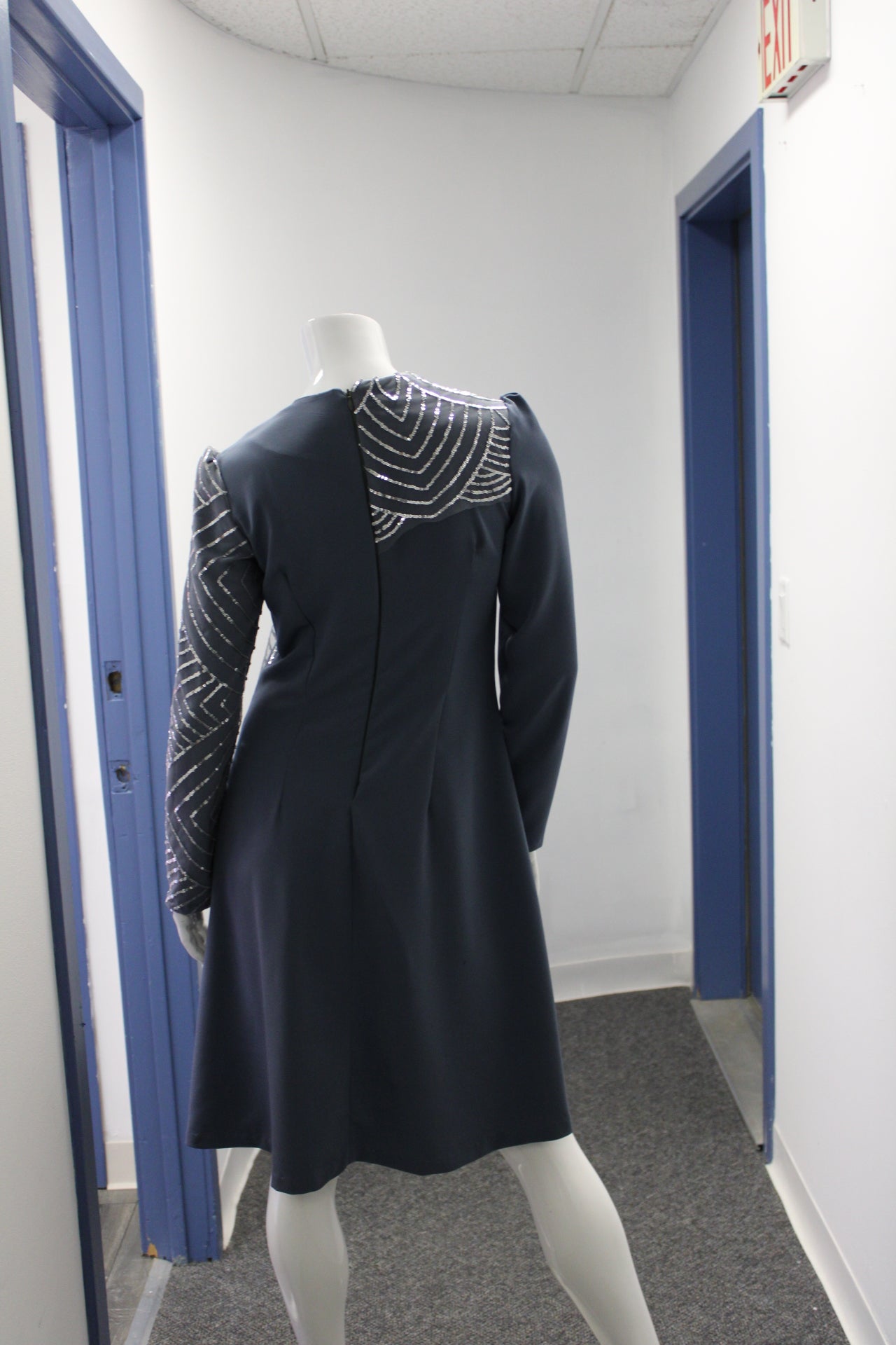 Long Sleeve Green dress with sequin fabric