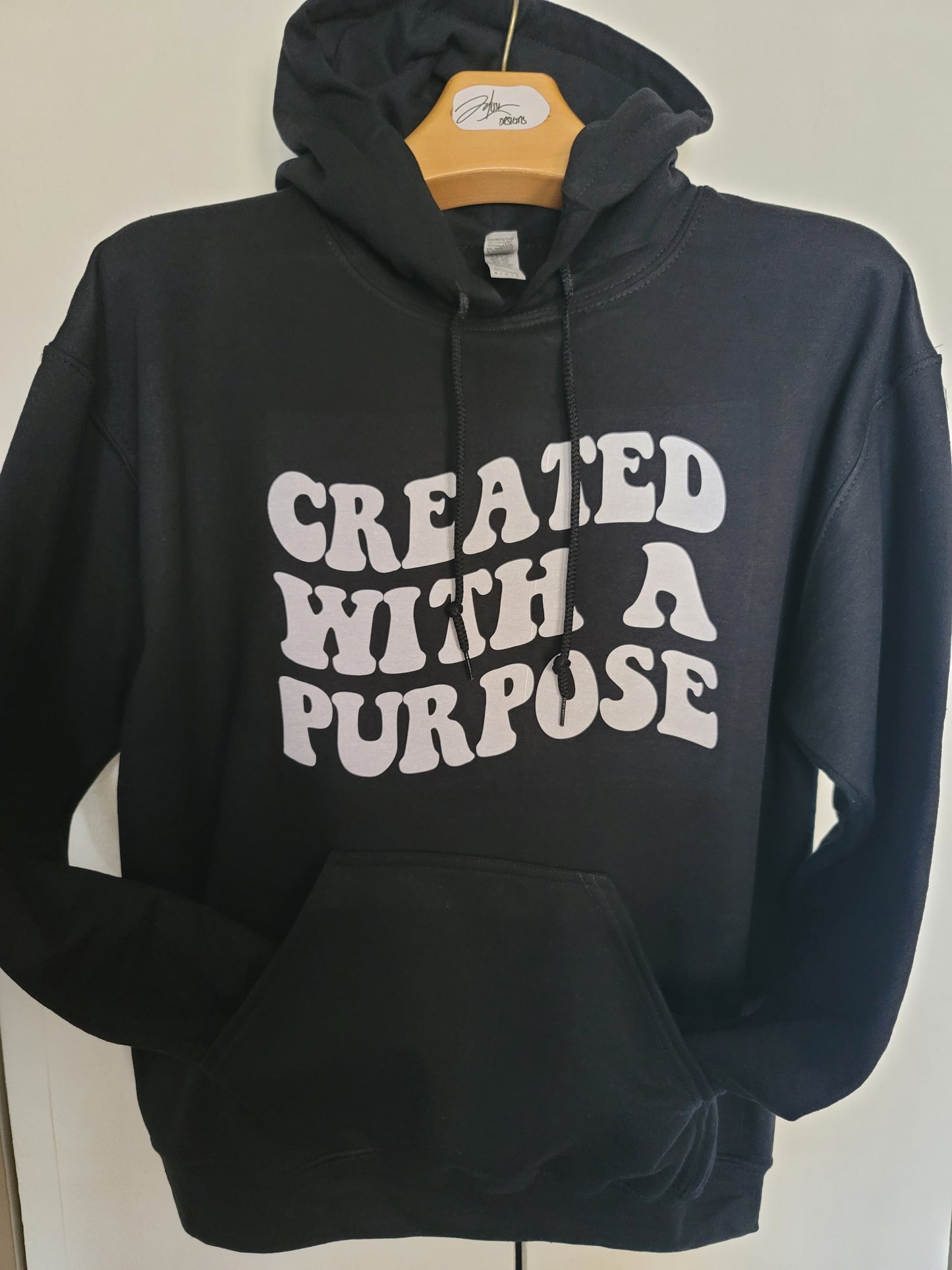 Created with a purpose Black hooded sweartshirt