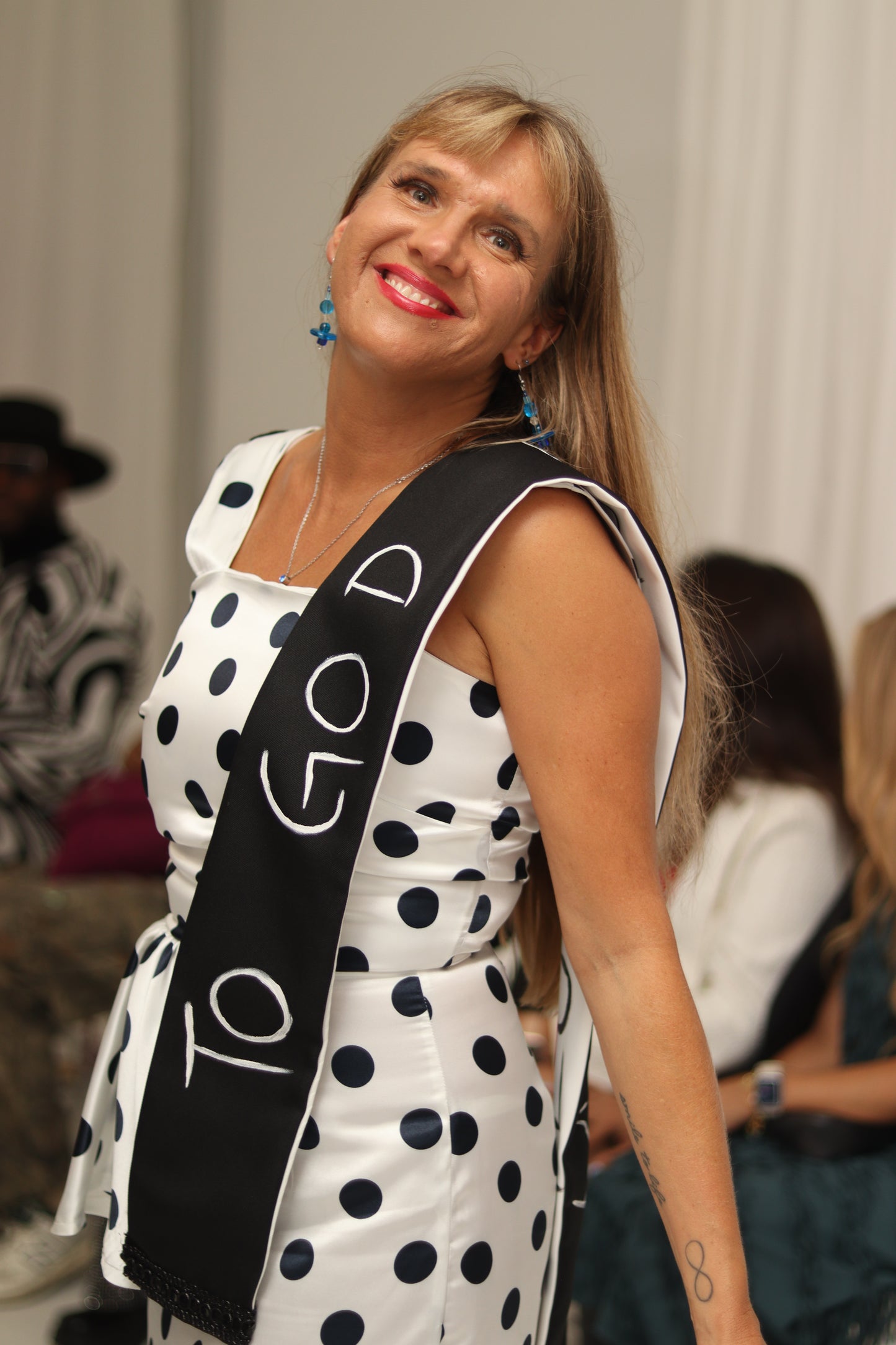 JulissaDesigns Polka Dot sleeveless dress with side peplum