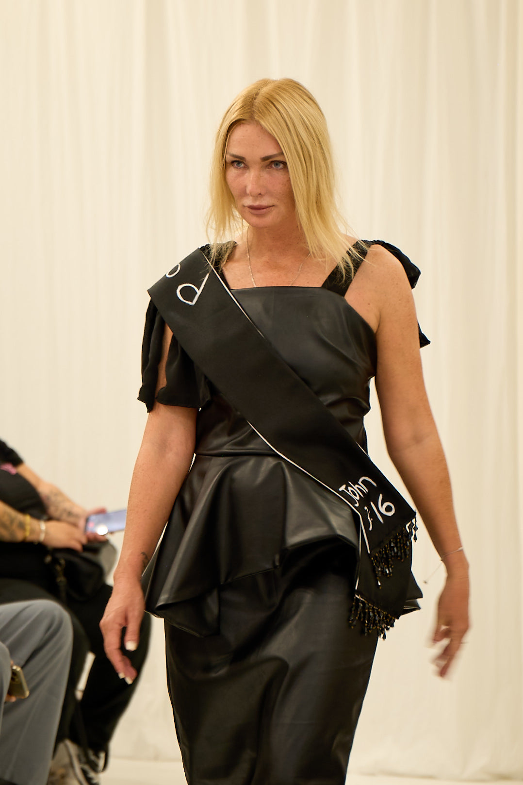 JulissaDesigns Long Black sleeveless dress with peplum and band made for the Spring 2026 Collection