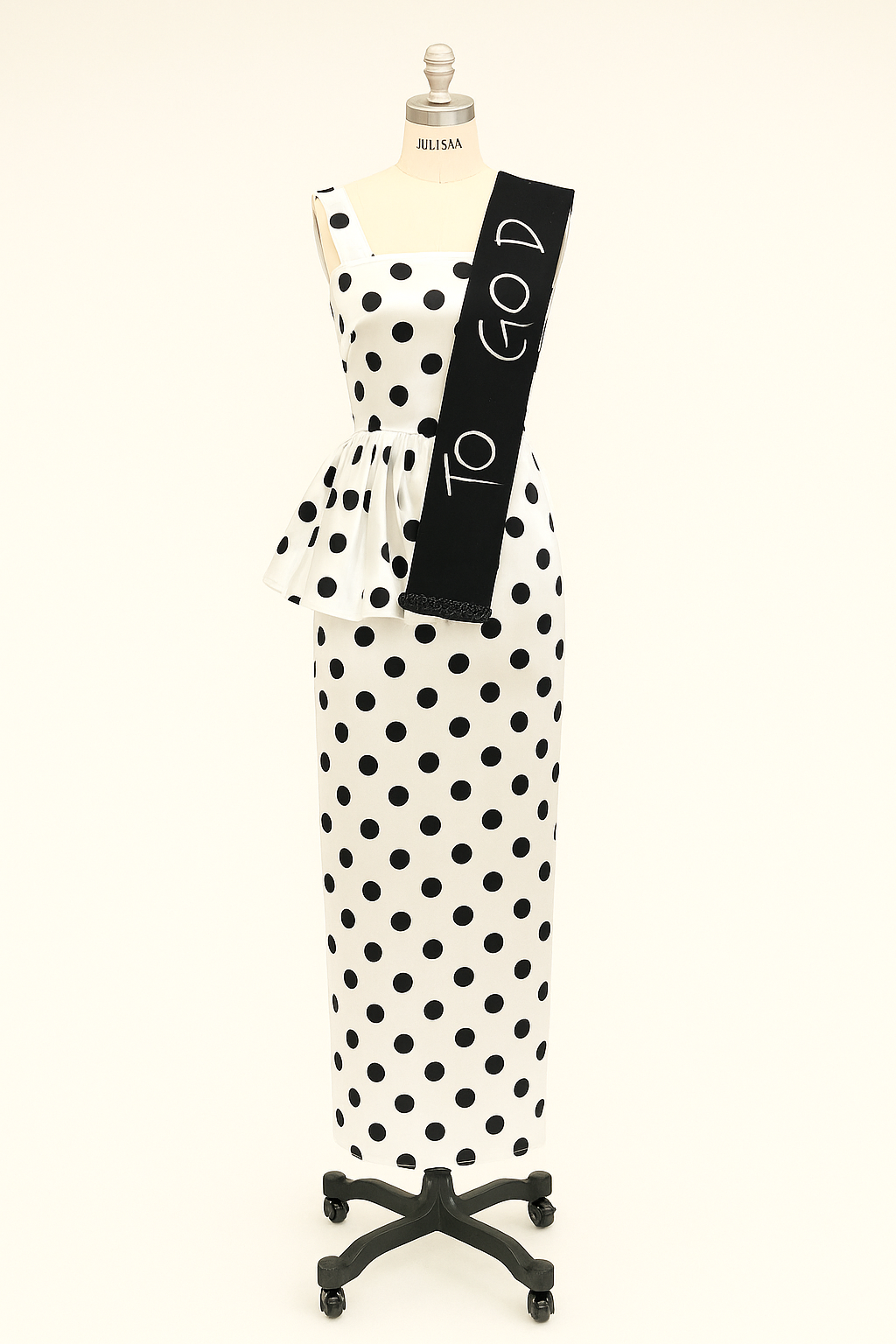 JulissaDesigns Polka Dot sleeveless dress with side peplum