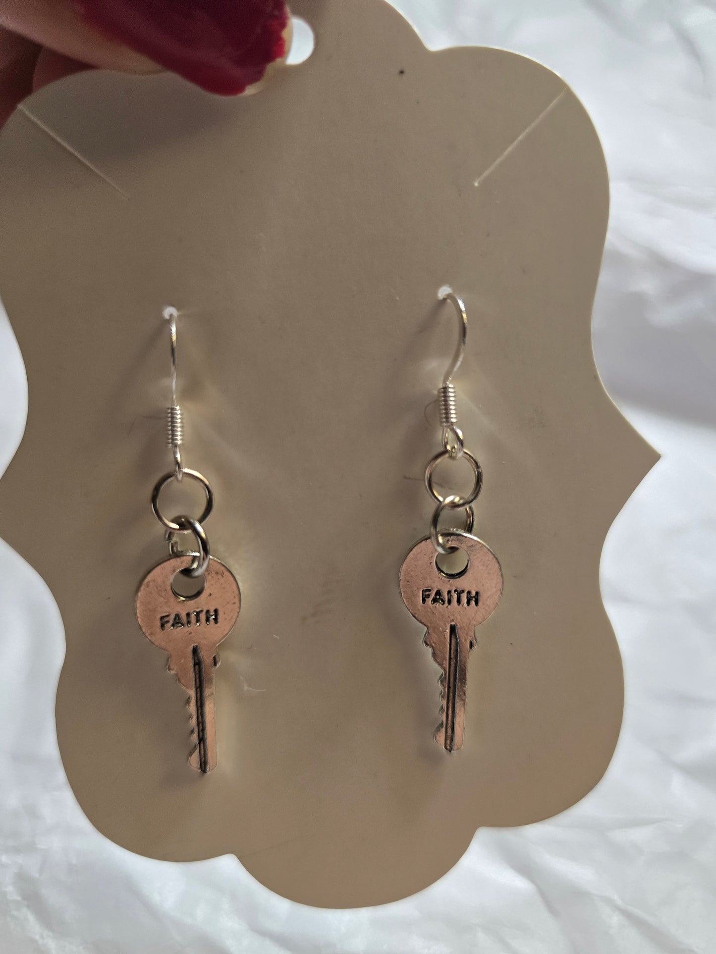 Faith key earrings