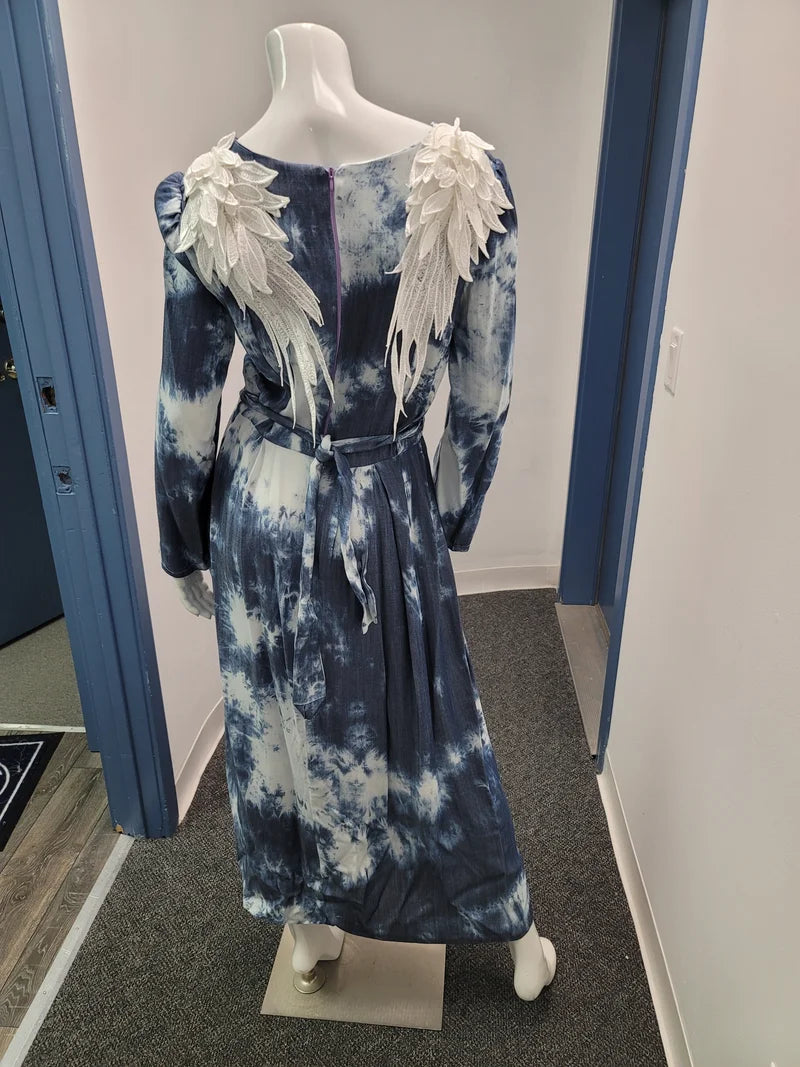 Angelic Beings Long Cloud Inspired Dress with Angel Wings 100 % soft denim fabric