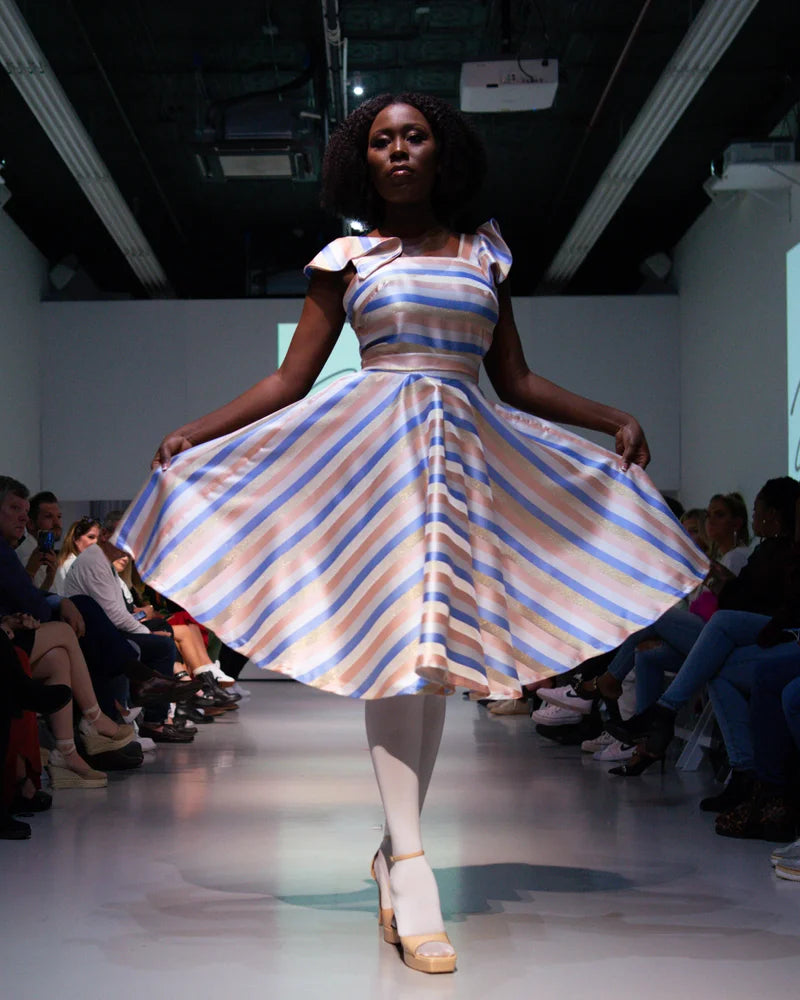 Striped Sleeveless Dress with belt