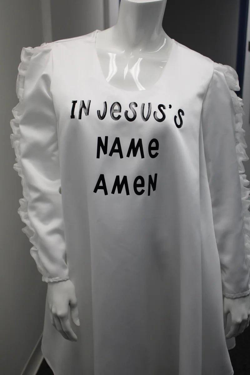 In Jesus's Name Long White Tunic Dress