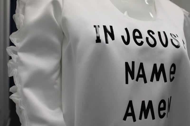 In Jesus's Name Long White Tunic Dress