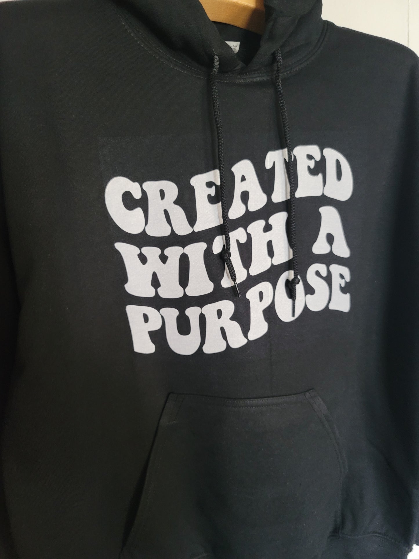 Created with a purpose Black hooded sweartshirt