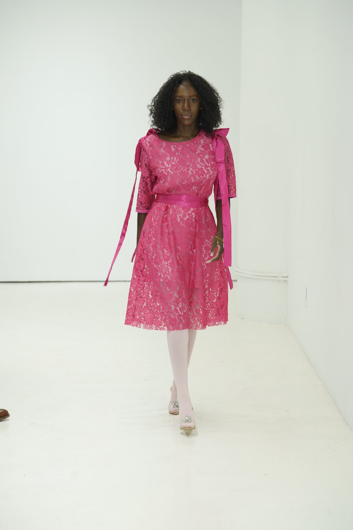 Pink Lace dress with sleeves by JulissaDesigns