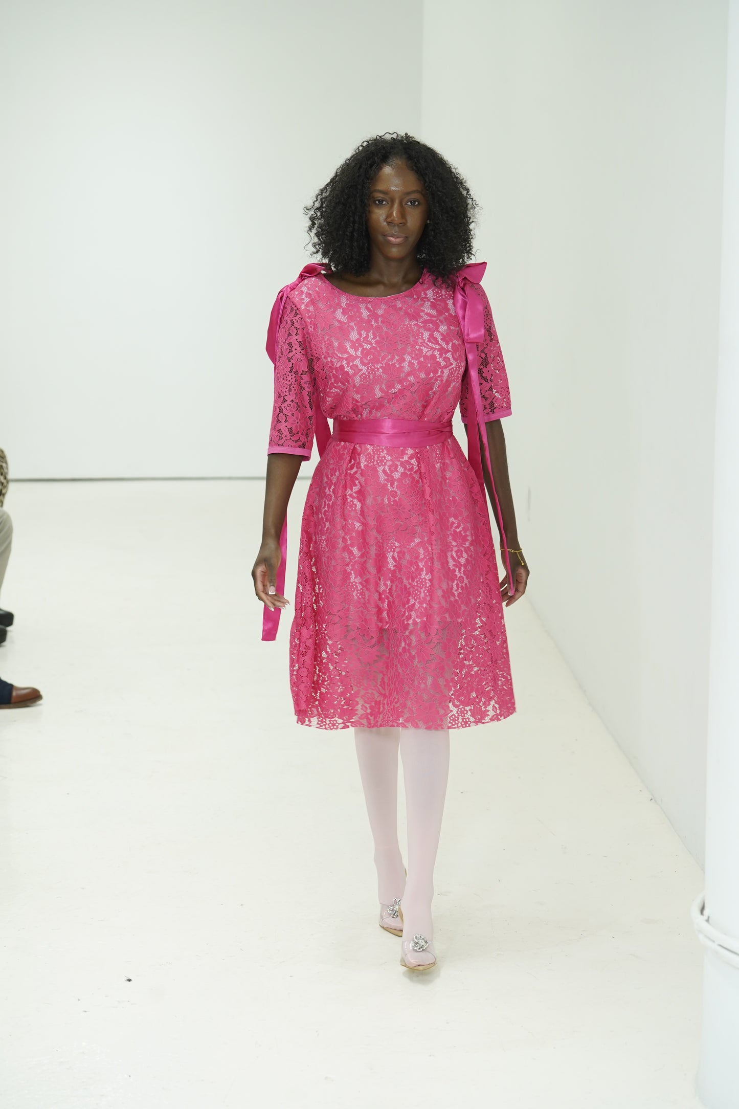 Pink Lace dress with sleeves by JulissaDesigns