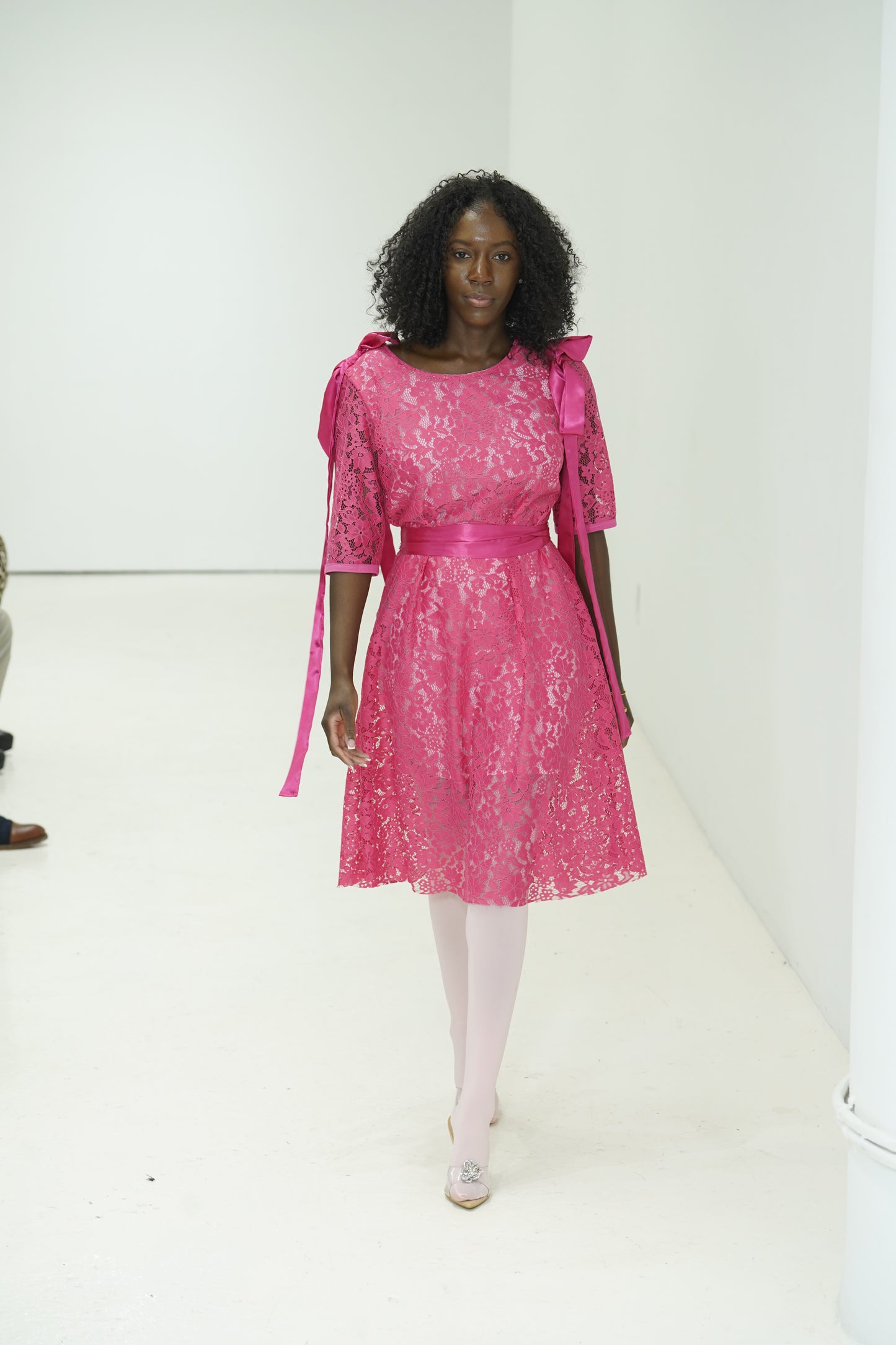 Pink Lace dress with sleeves by JulissaDesigns