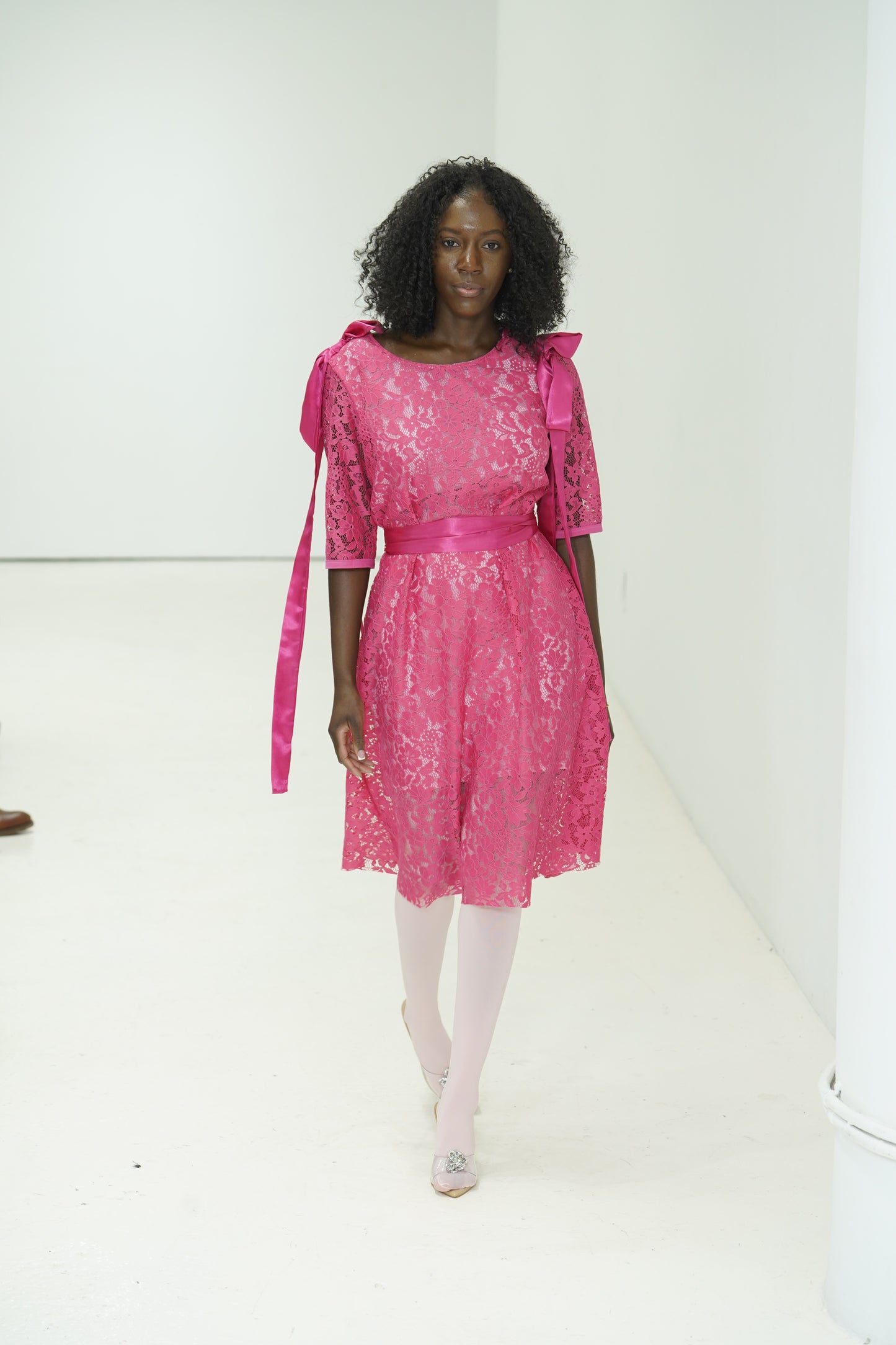 Pink Lace dress with sleeves by JulissaDesigns