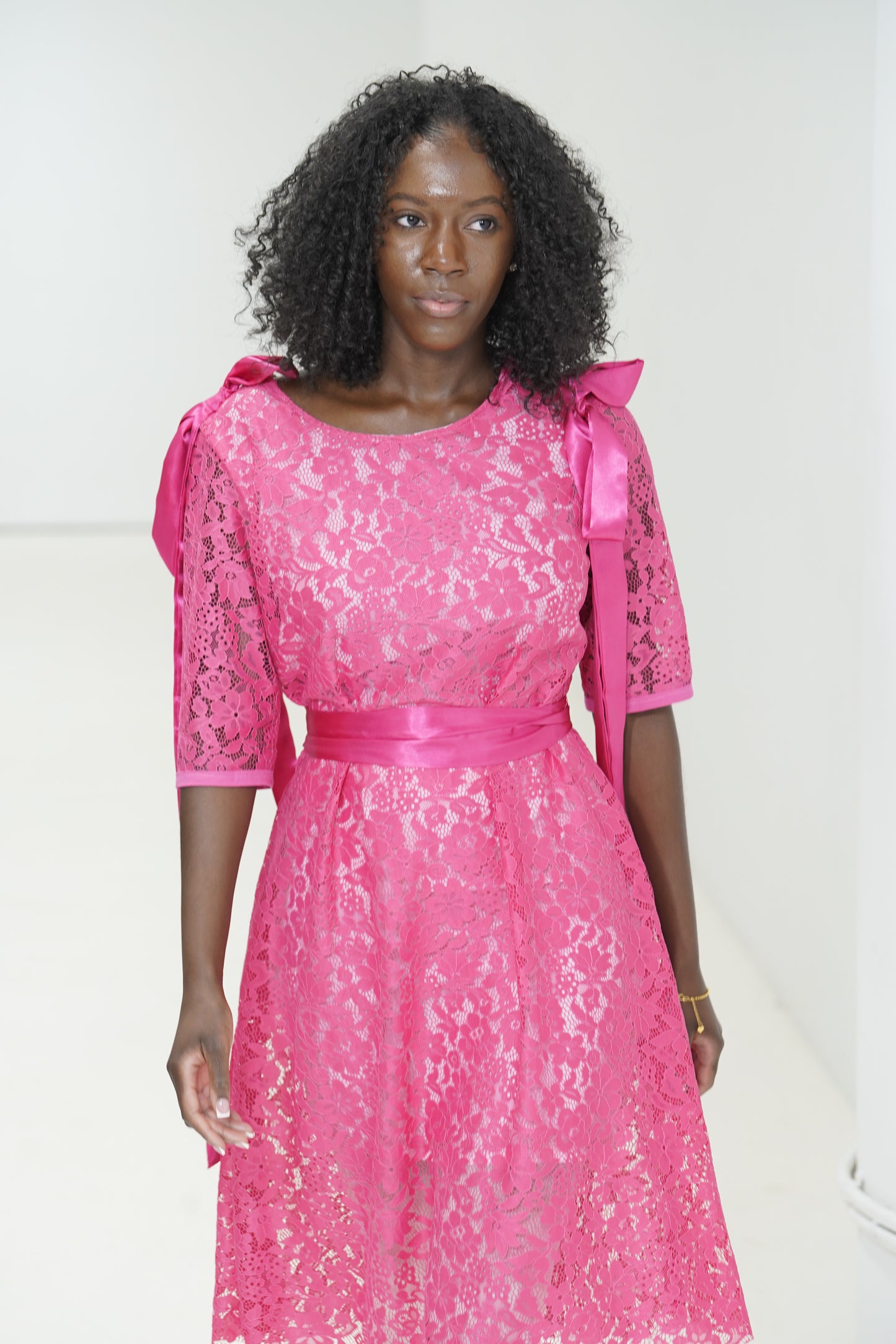 Pink Lace dress with sleeves by JulissaDesigns