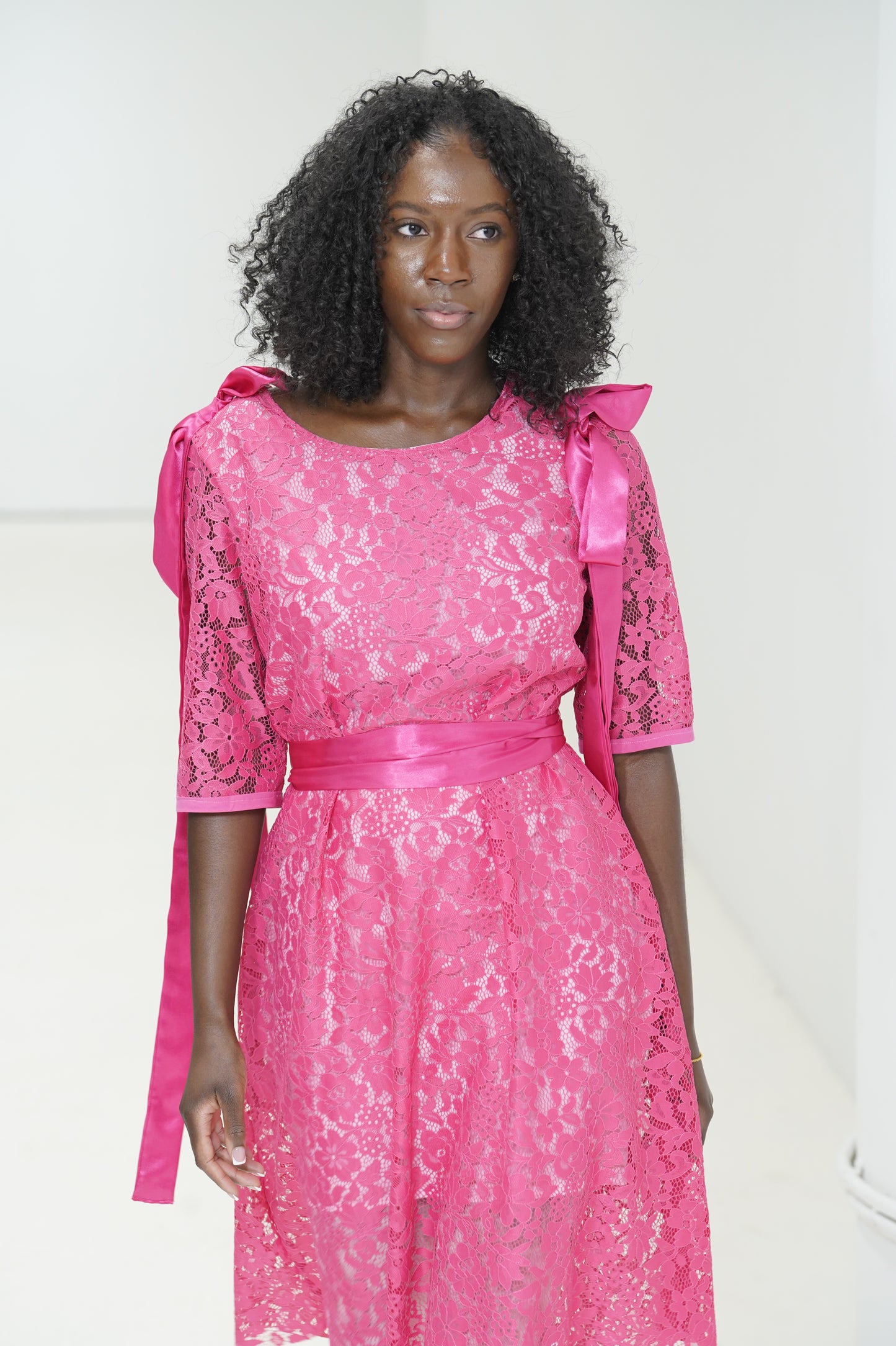 Pink Lace dress with sleeves by JulissaDesigns