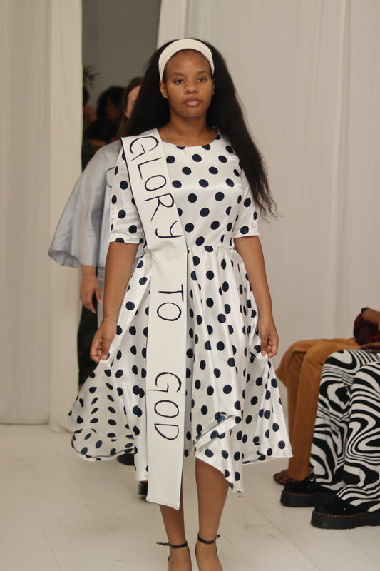 Polka Dot dress with 3/5 sleeves , hi low hem by JulissaDesigns Collections