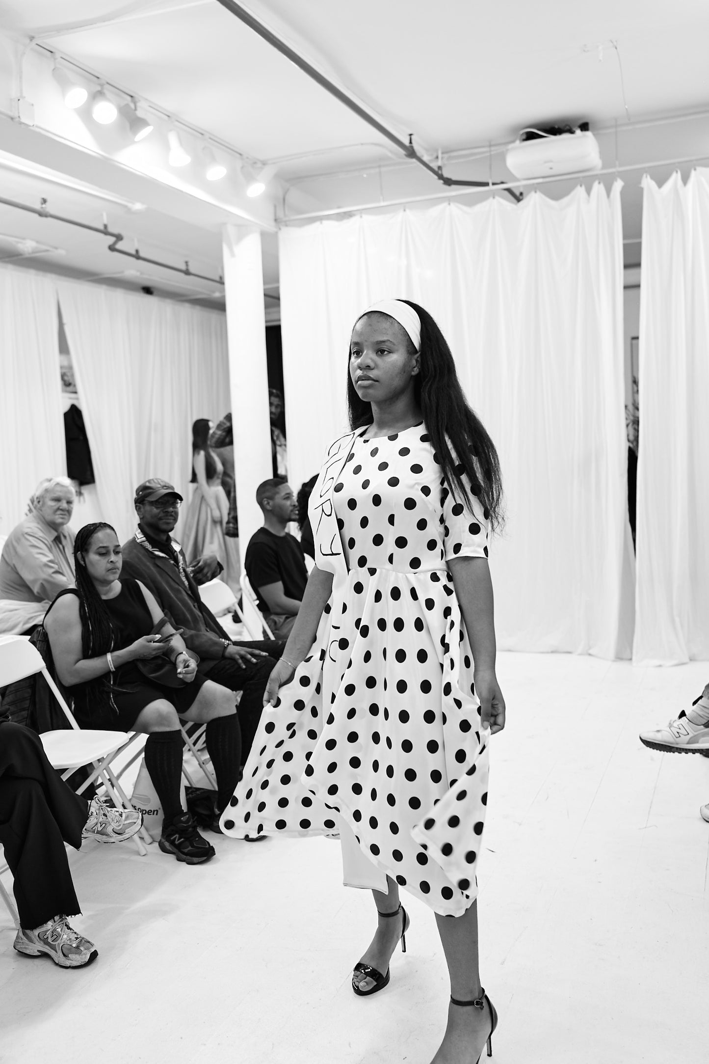 Polka Dot dress with 3/5 sleeves , hi low hem by JulissaDesigns Collections