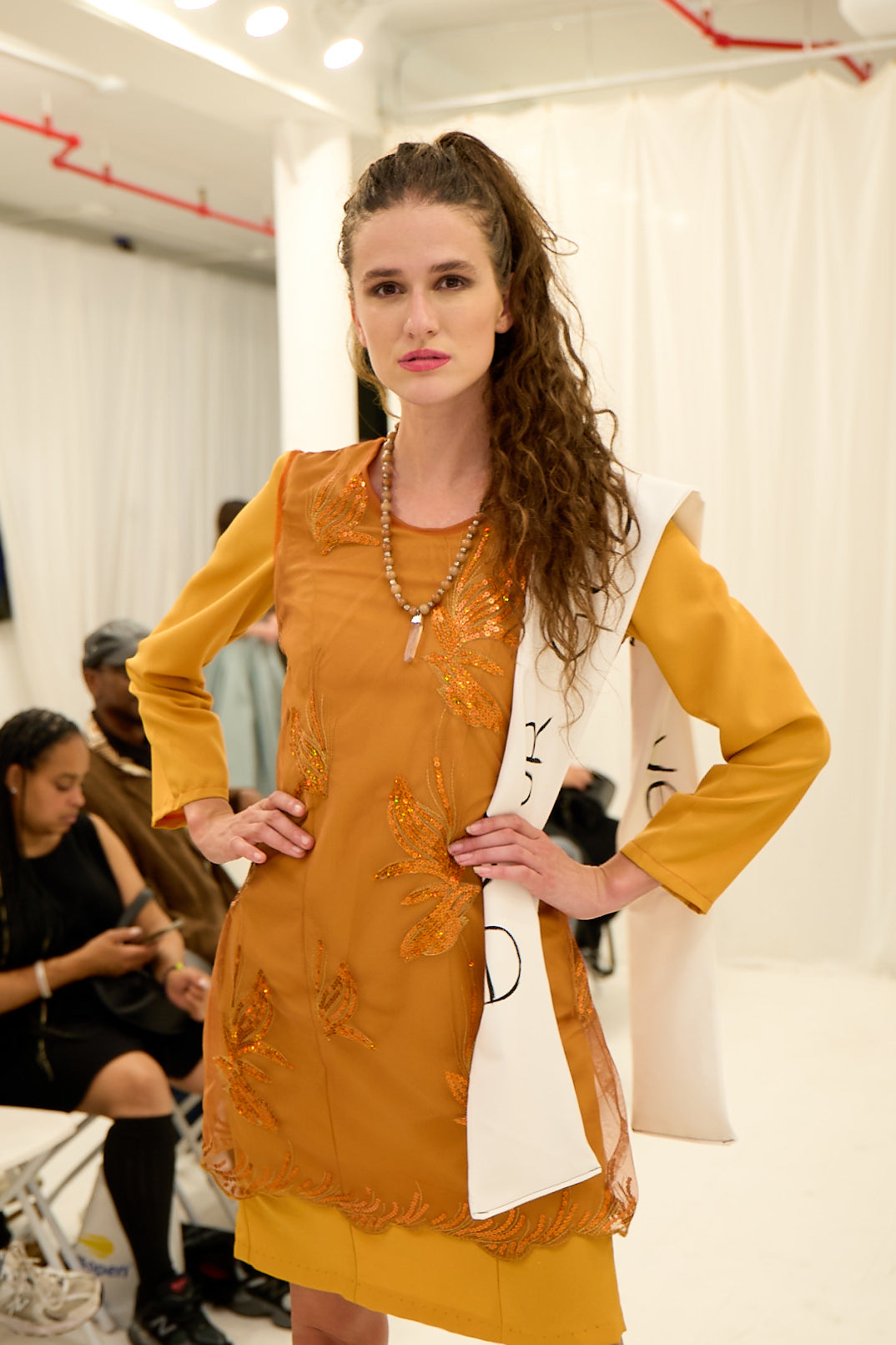 Bright yellow  All season dress with layer and band, For God So Loved JulissaDesigns 2026 Collection