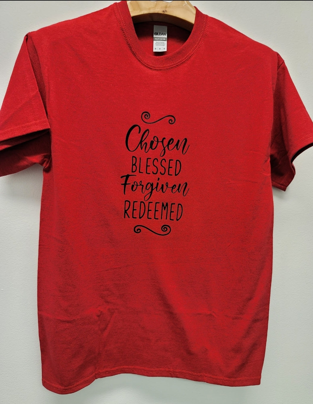 Chosen and Blessed Short Sleeve Red T Shirt 100 % Cotton