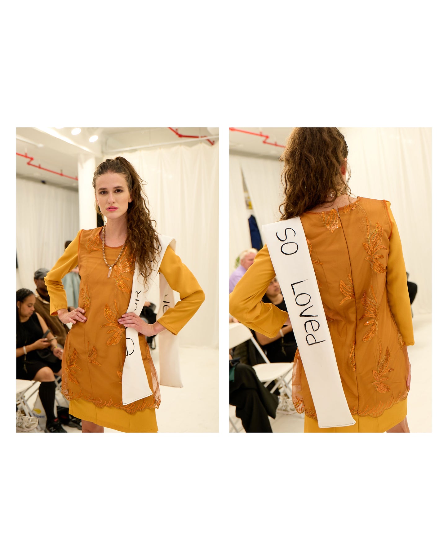 Bright yellow  All season dress with layer and band, For God So Loved JulissaDesigns 2026 Collection