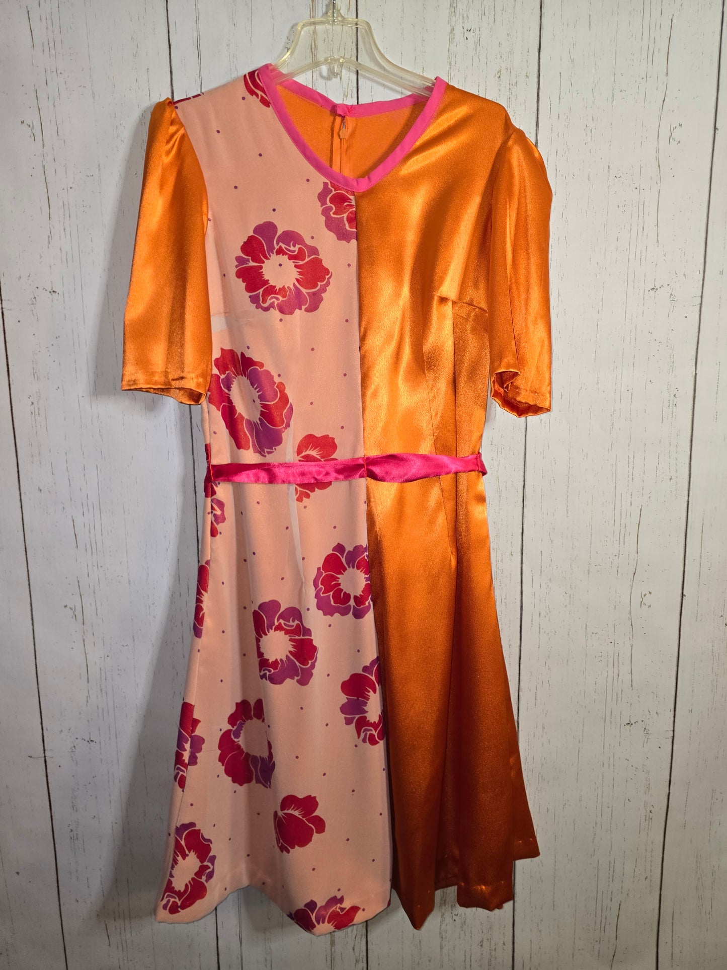 Orange color blocking floral dress by JulissaDesigns