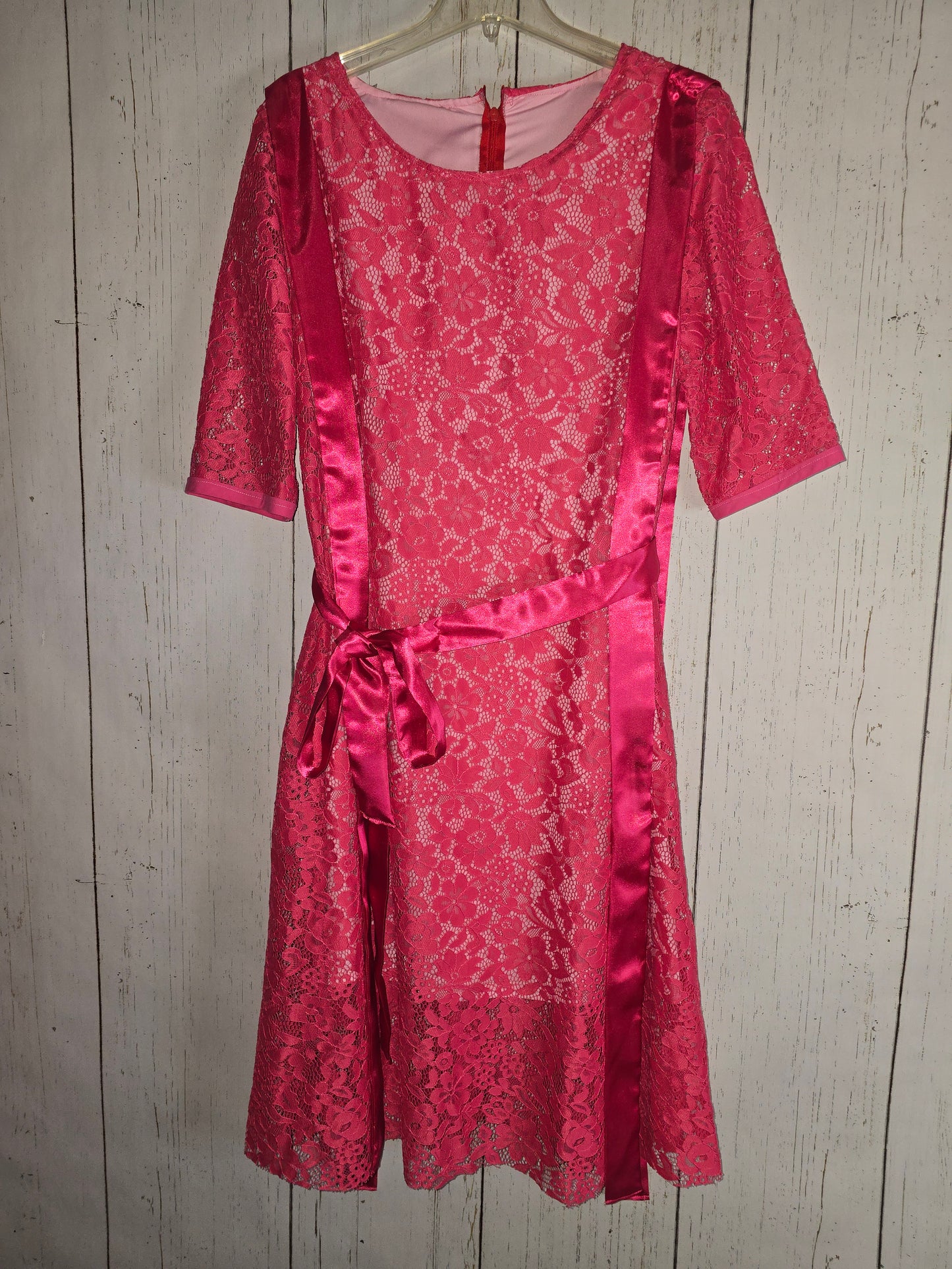 Pink Lace dress with sleeves by JulissaDesigns