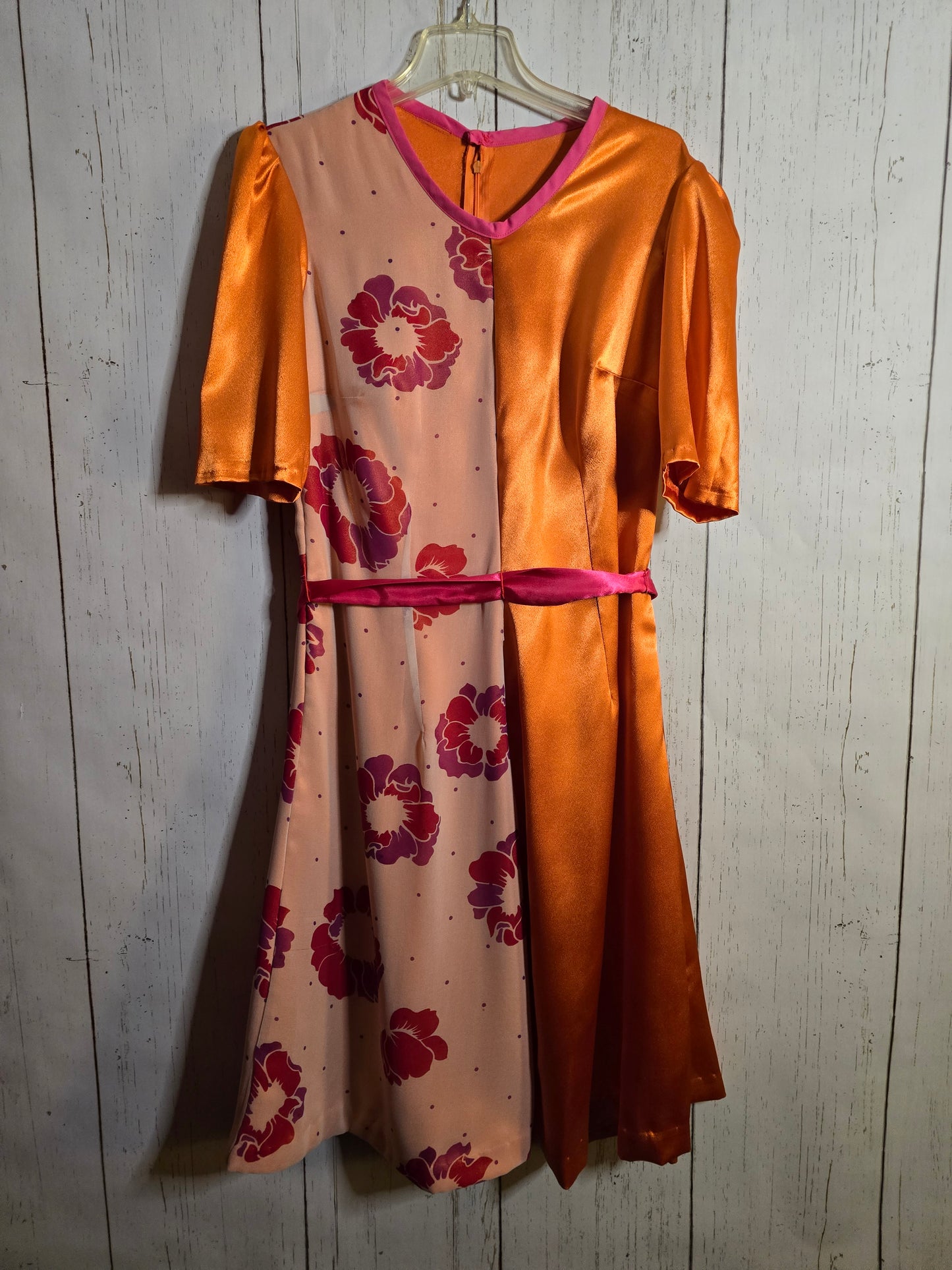 Orange color blocking floral dress by JulissaDesigns