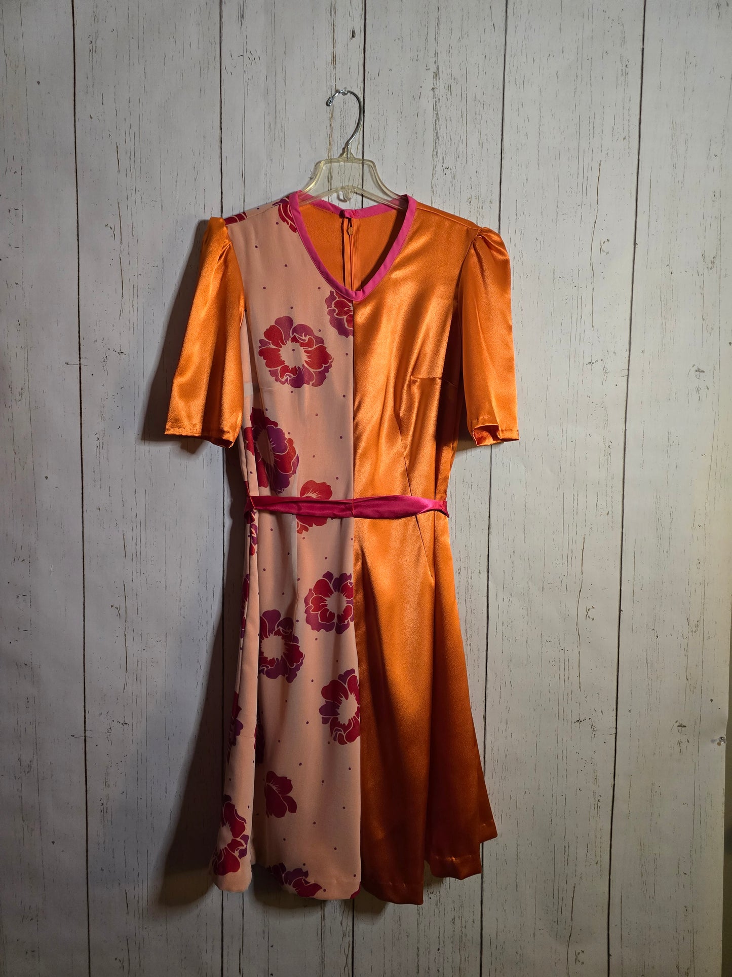 Orange color blocking floral dress by JulissaDesigns