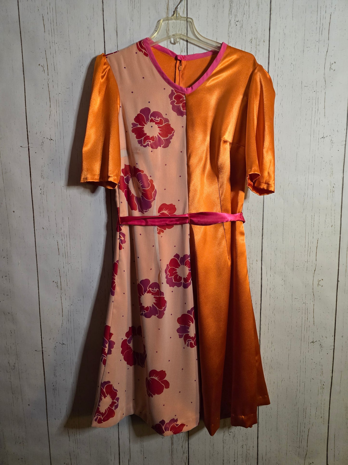 Orange color blocking floral dress by JulissaDesigns