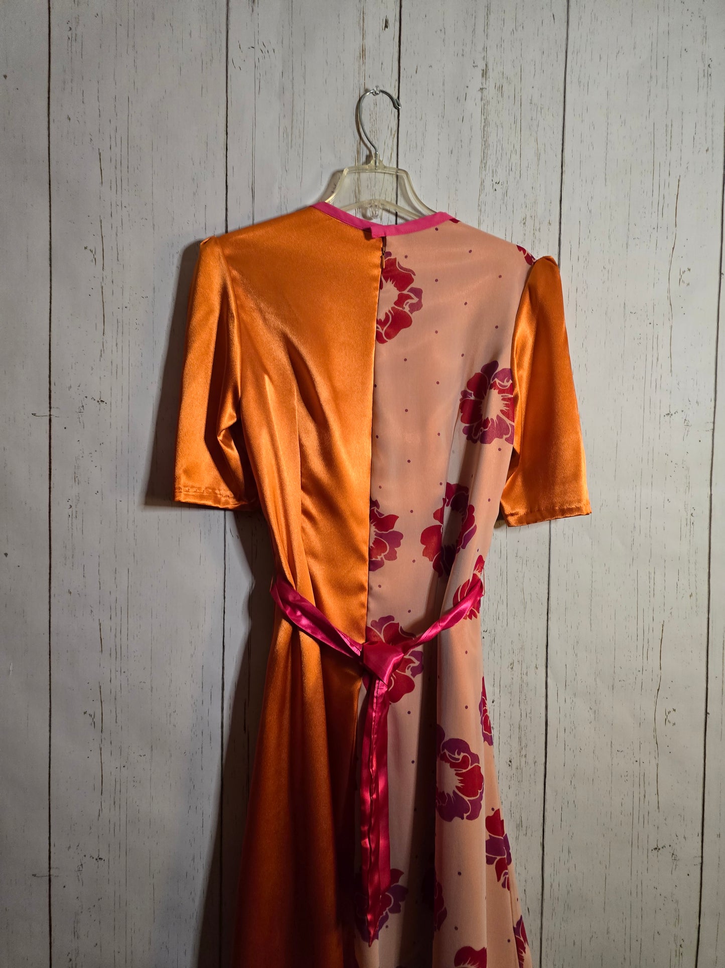 Orange color blocking floral dress by JulissaDesigns