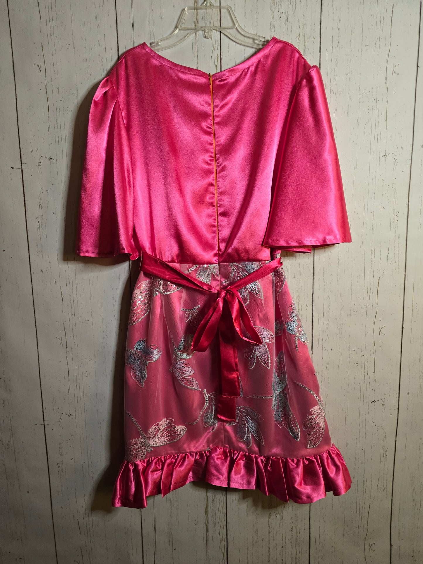 Elegant pink dress with flounce and bell sleeve by JulissaDesigns