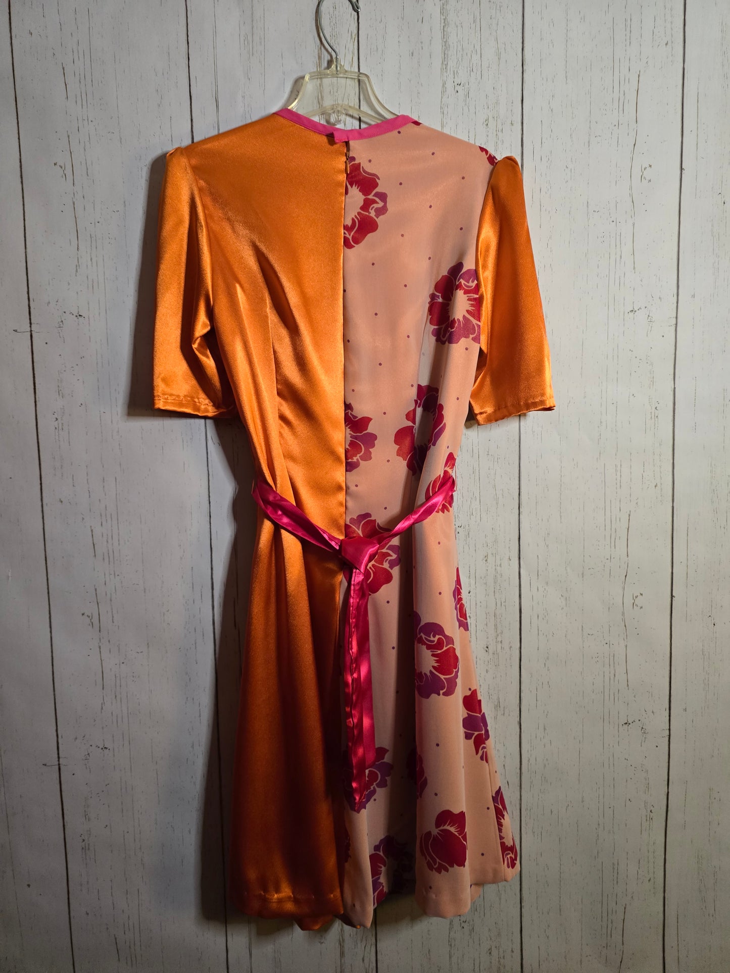 Orange color blocking floral dress by JulissaDesigns