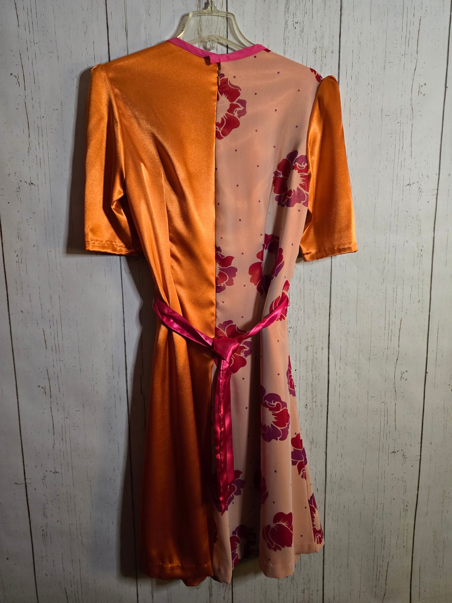 Orange color blocking floral dress by JulissaDesigns